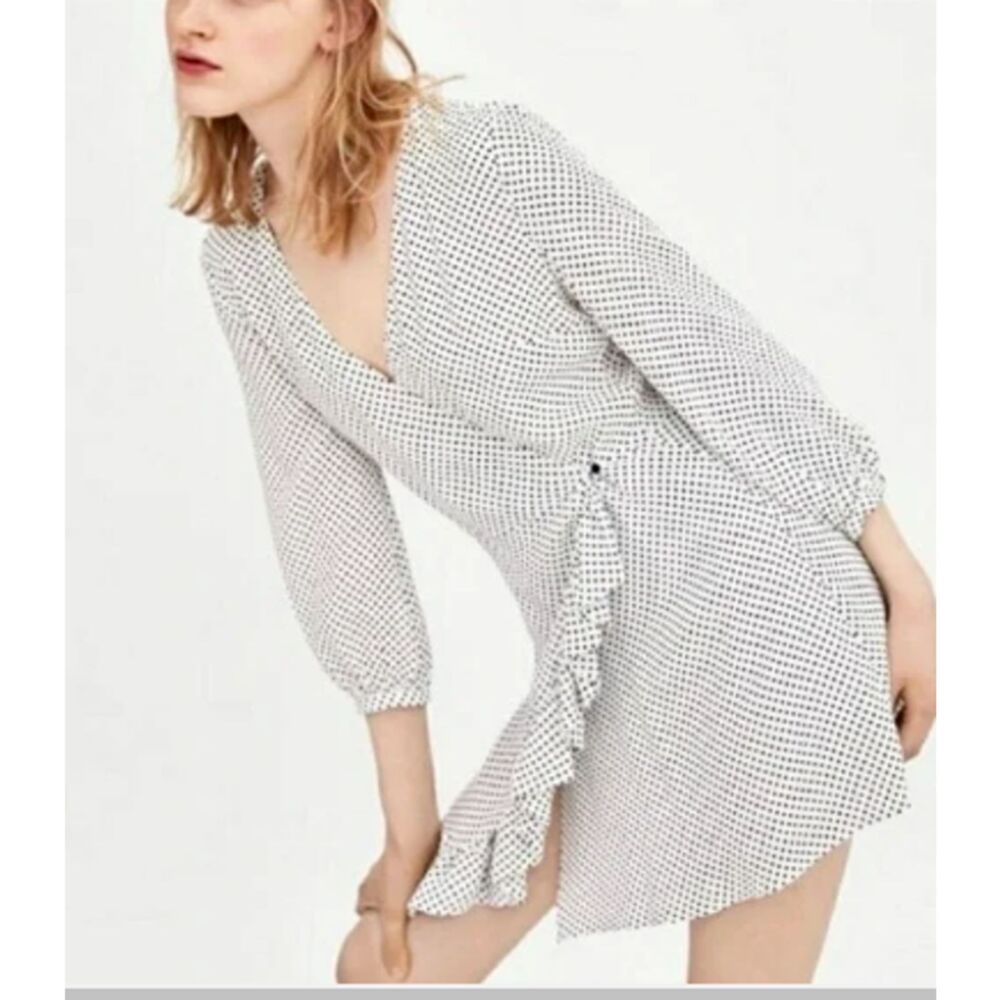 ZARA Polka Dot Wrap‎ Romper Ruffled Sz XS